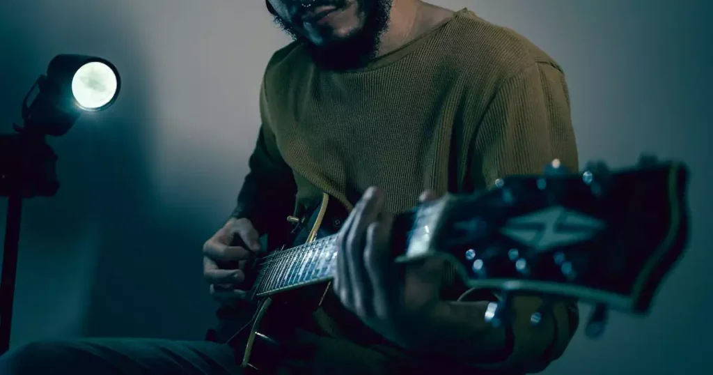 guitar on hand